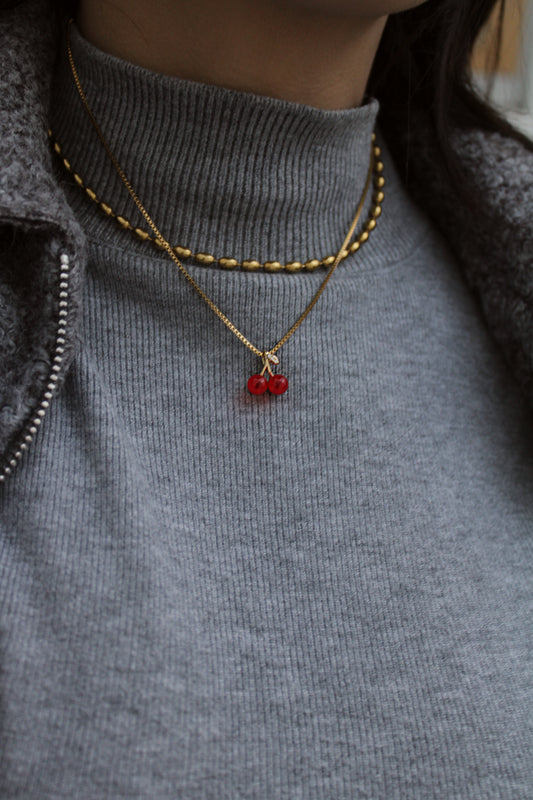 Collar Cerezas vidrios