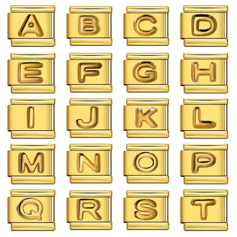 Letter Charm dorado Italian bracelet