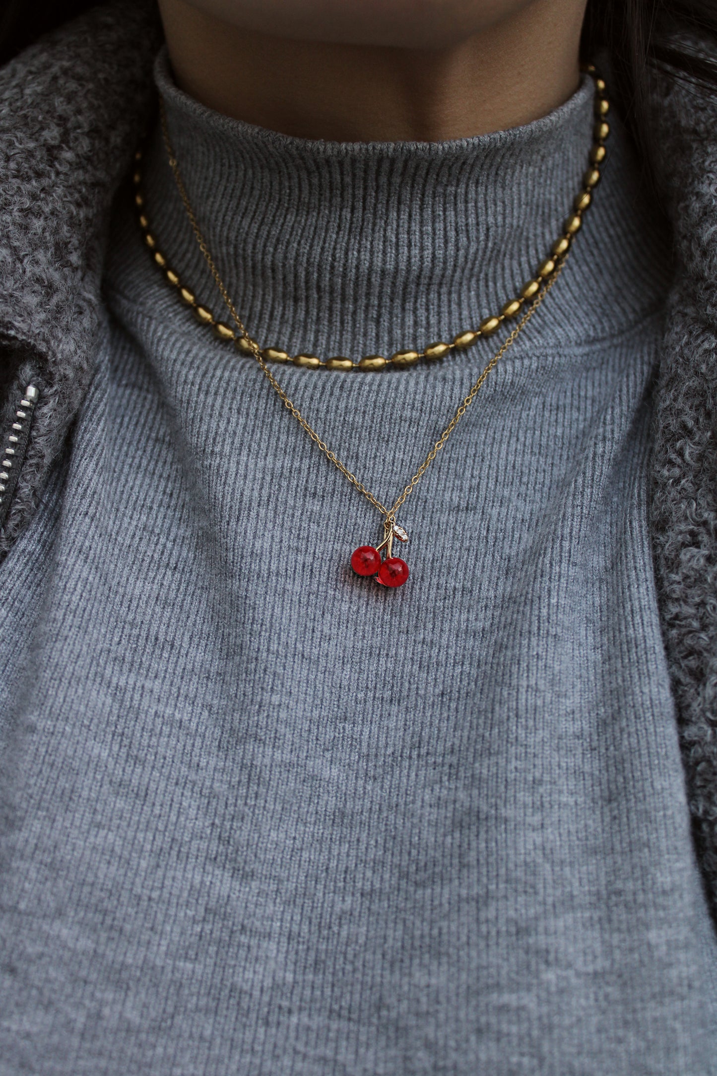 Collar Cerezas vidrios