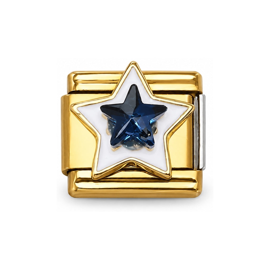 Charm italiano estrella blanca con azul