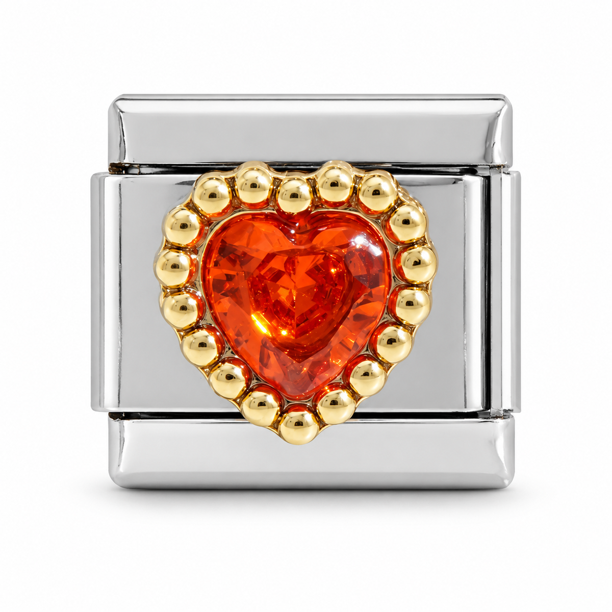Charm italiano corazón punteado dorado