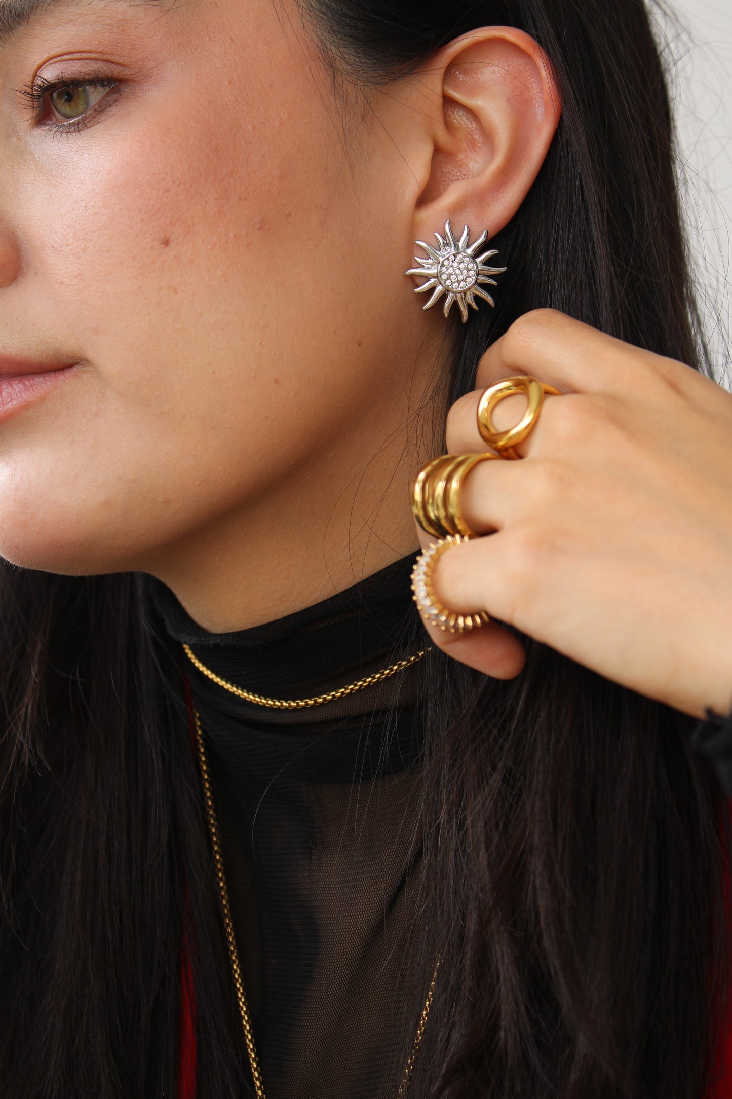 Aretes Sol Plateado
