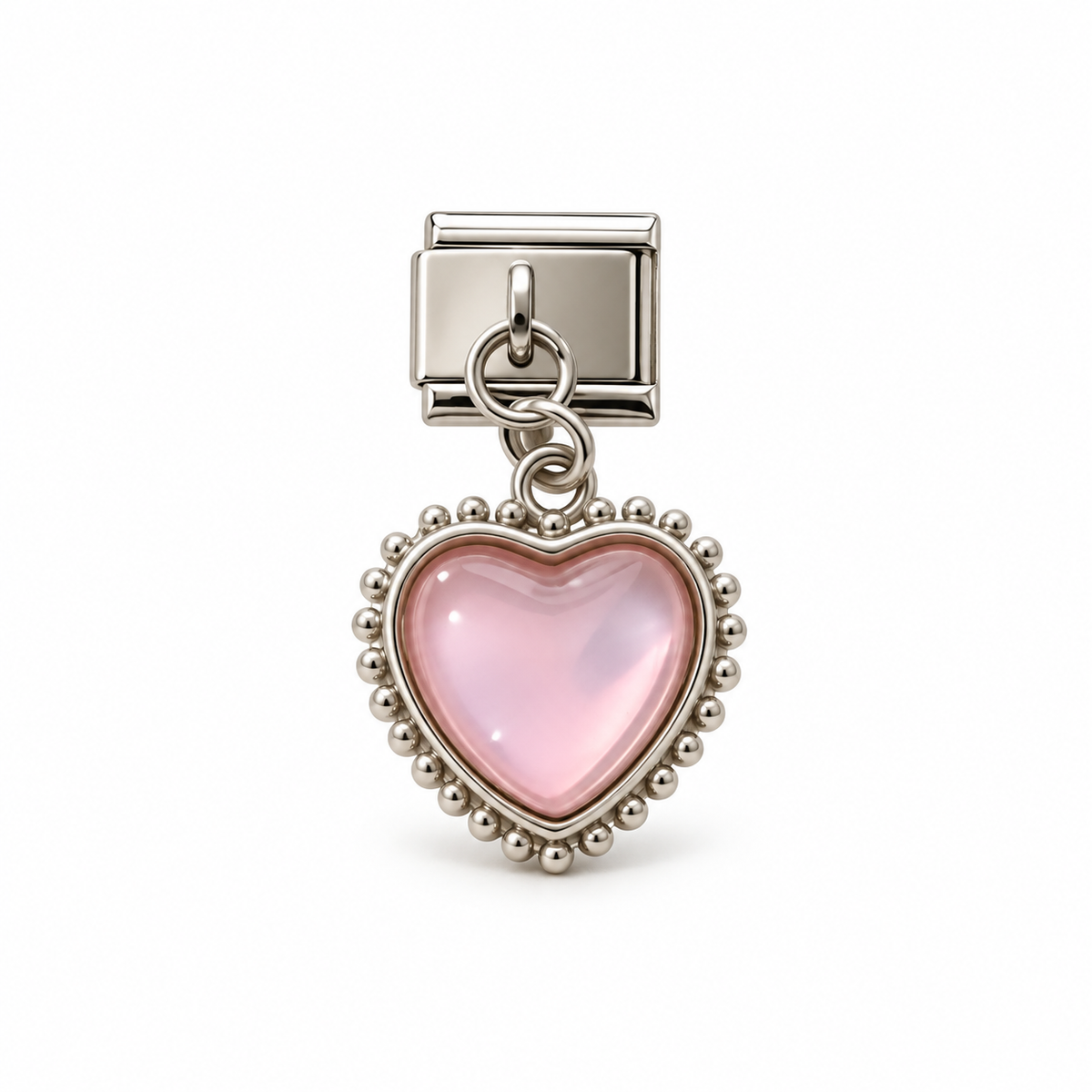 Charm italiano corazón rosa colgante