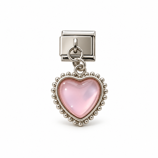 Charm italiano corazón rosa colgante