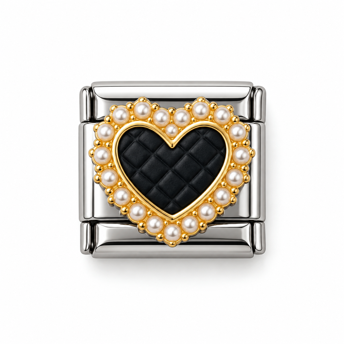 Charm italiano corazón negro acolchado